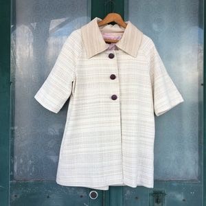 NWOT 3/4 Sleeve Retro ISLE Cream/tan Coat XS